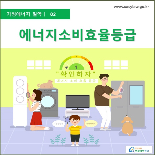 가정에너지절약  ㅣ  02 에너지소비효율등급 www.easylaw.go.kr 찾기 쉬운 생활법령정보 로고